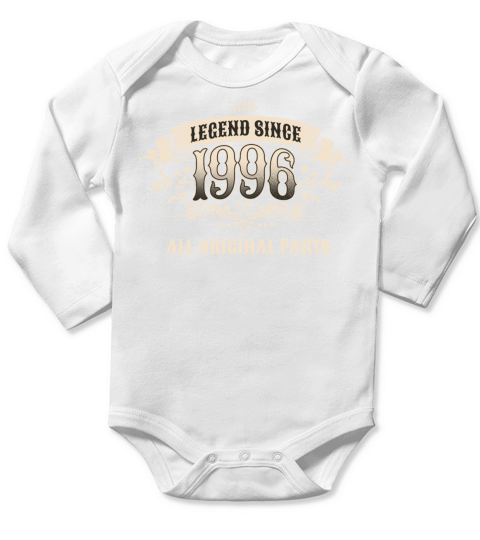 Retro Vintage Legend Since 1996 All Original Parts Long Sleeve Baby One-Piece