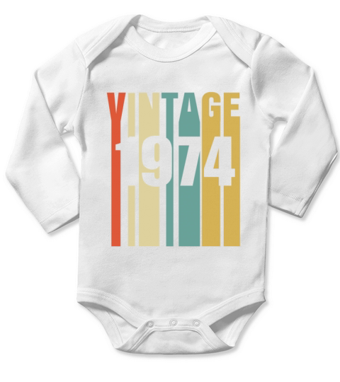 Vintage 1974 Retro Long Sleeve Baby One-Piece