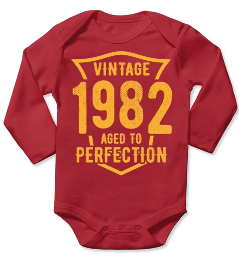 Vintage 1982 Aged To Perfection 42nd Birthday Long Sleeve Baby One-Piece