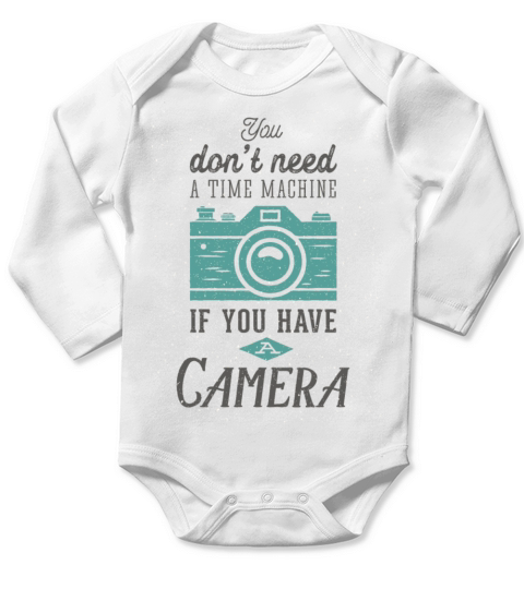 Vintage camera photography quote retro typography Long Sleeve Baby One-Piece