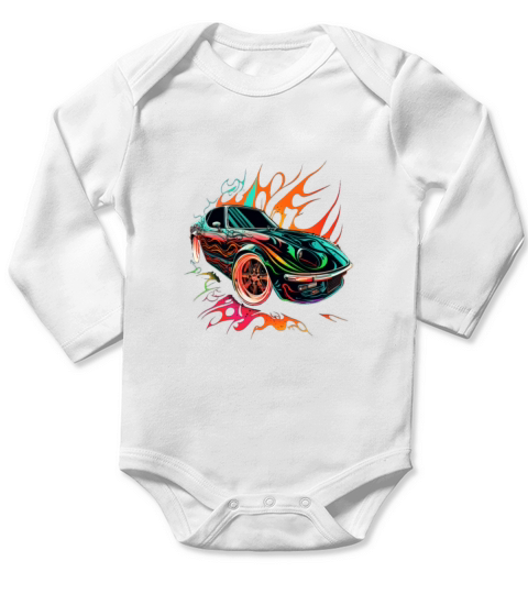 Vintage Sports Car Lovers Retro Pop Art Sports Car Long Sleeve Baby One-Piece