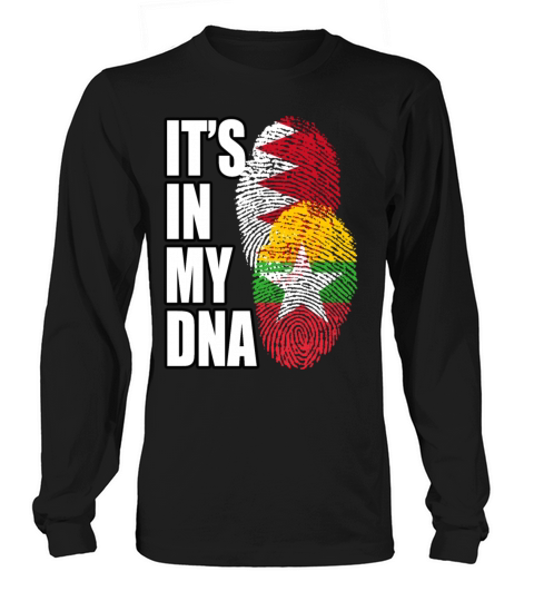 Burmese And Bahraini Mix Heritage DNA Flag Long sleeved Unisex