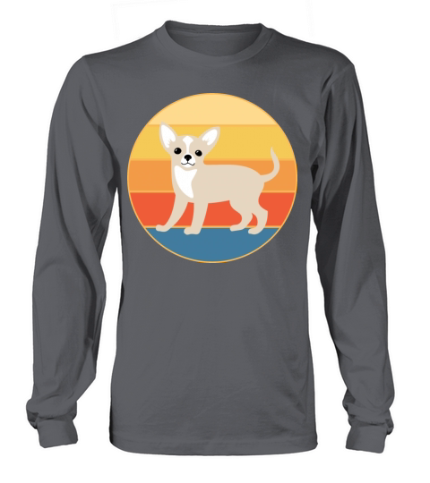 Cute Chihuahua Dog Breed Vintage Retro Sunset Long sleeved Unisex