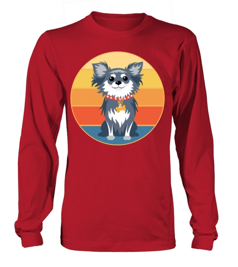 Cute Chihuahua Dog Breed Vintage Retro Sunset Long sleeved Unisex
