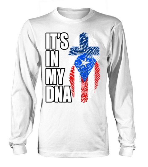 Finland And Puerto Rican Mix Heritage DNA Flag Long sleeved Unisex