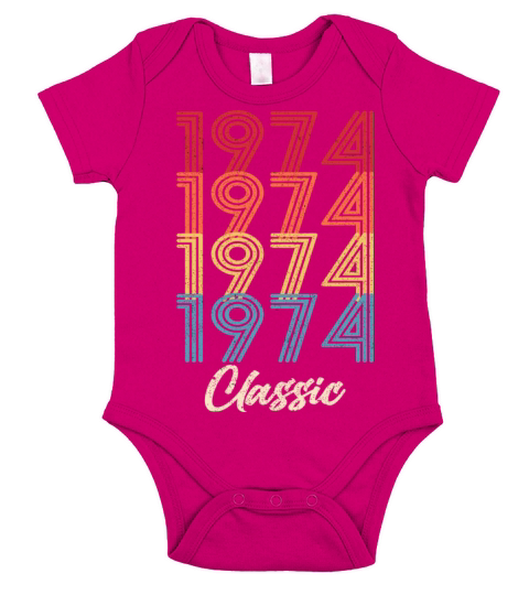 1974 Classic Vintage 1974 Gift Men Women Born Made Short Sleeve Baby One-Piece