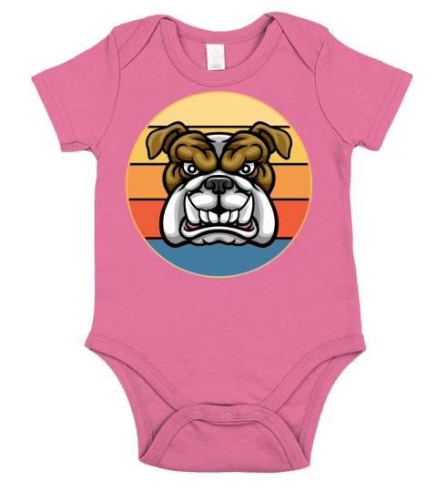 Bulldog Dog Breed Vintage Retro Sunset Short Sleeve Baby One-Piece