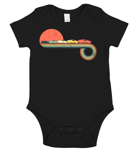 Car Sportscar Retro Vintage Sunset Rainbow Color Short Sleeve Baby One-Piece