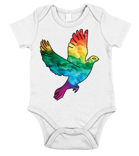 Colorful Rainbow Dove With Smoke And Fog Short Sleeve Baby One-Piece