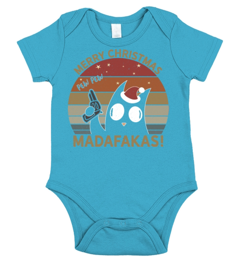 Crazy Cat Christmas Edition PEW PEW Madafakas Short Sleeve Baby One-Piece