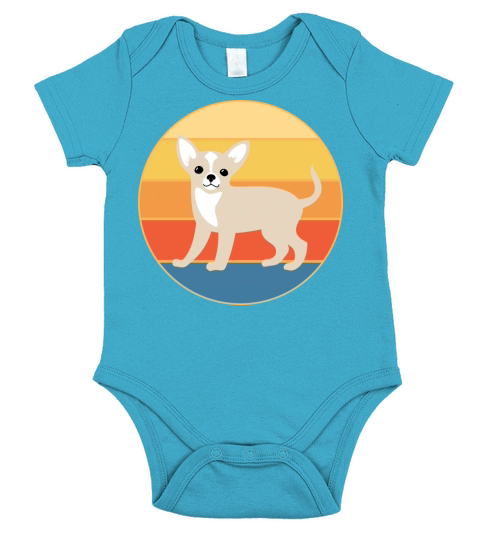Cute Chihuahua Dog Breed Vintage Retro Sunset Short Sleeve Baby One-Piece
