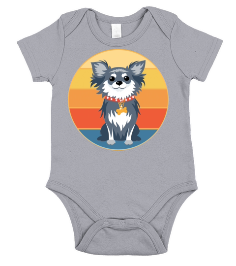 Cute Chihuahua Dog Breed Vintage Retro Sunset Short Sleeve Baby One-Piece