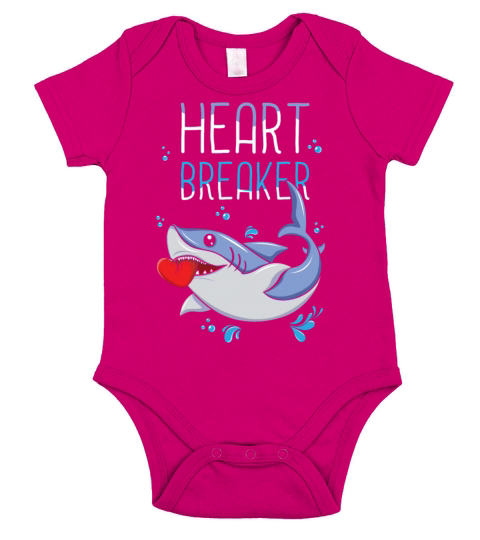 Cute Shark Heart Break Funny Hearts Day Valentines Short Sleeve Baby One-Piece