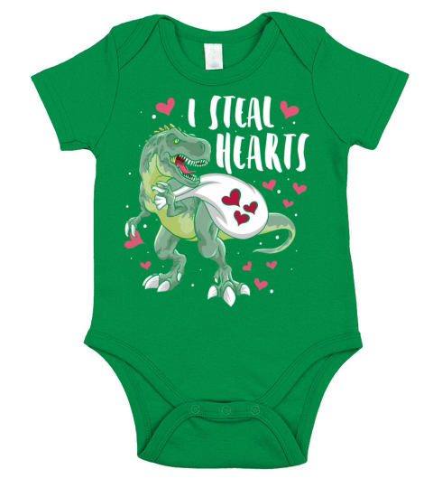 Dinosaur Funny Valentines Day Gift Short Sleeve Baby One-Piece