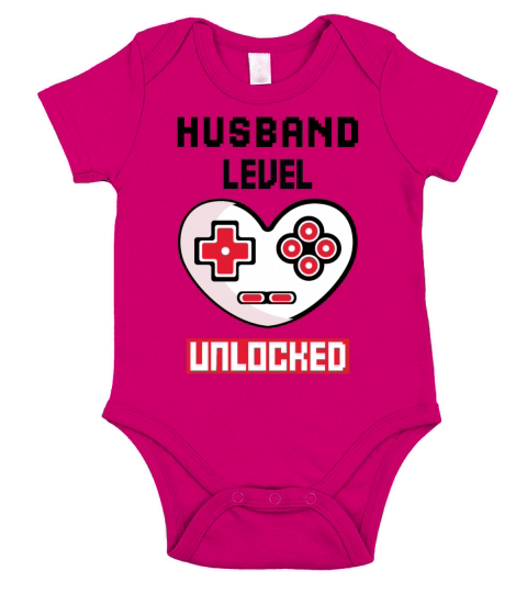 Funny Valentines Day Husband Level Unlocked Short Sleeve Baby One-Piece