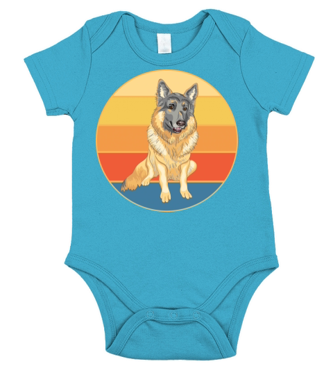 German Shepherd Dog Breed Vintage Retro Sunset Short Sleeve Baby One-Piece