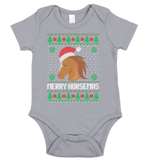 Merry horsemas ugly Christmas sweater Short Sleeve Baby One-Piece
