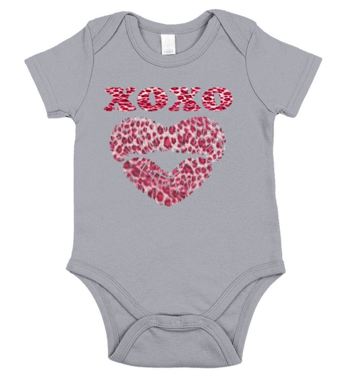 Pink Leopard Print Lips Valentine Day Short Sleeve Baby One-Piece