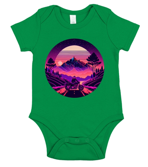 Retrowave Synthwave 80s Design Short Sleeve Baby One-Piece