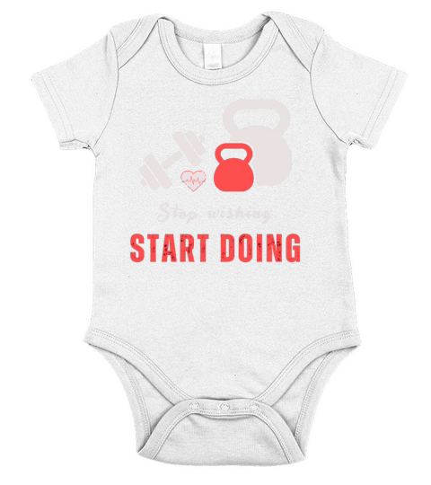 Stop wishing start doing motivational quote design Short Sleeve Baby One-Piece