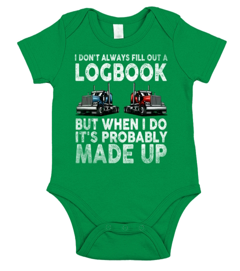 Trailer Truck Made Up Logbook Driving Trucker Short Sleeve Baby One-Piece