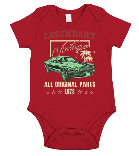 Vintage 1973 All Original Parts 45th Birthday Gift Short Sleeve Baby One-Piece