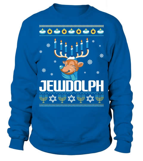 Merry Christmas Jewdolph Reindeer Hanukkah Christmas Sweatshirt Unisex