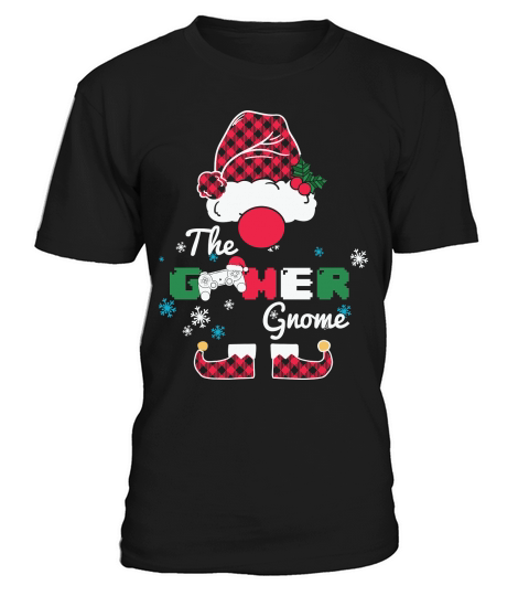 The Gamer Gnome Christmas Red Plaid Gamer T-Shirt Unisex