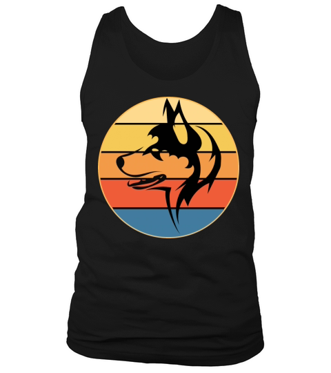 Funny Kawaii Cute Husky Dog Vintage Retro Sunset Tank Top Unisex
