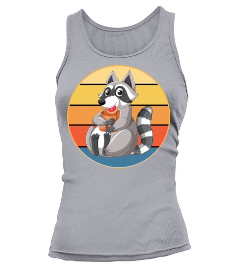 Cute Raccoon Eating Donut Vintage Retro Sunset Tank top Woman