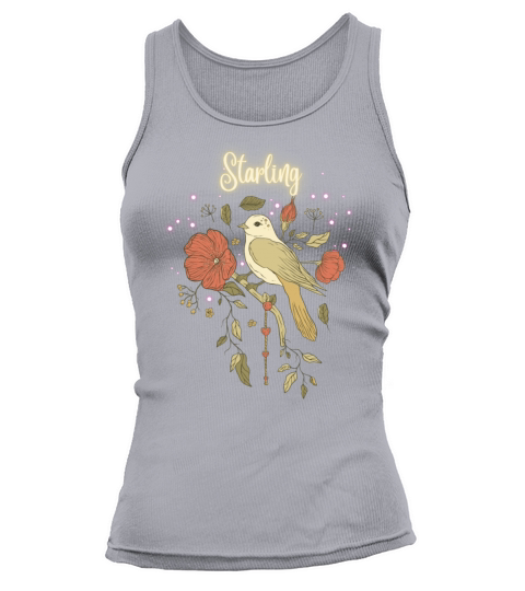 Retro Vintage Starling T Shirt Silhouette Bird Tank top Woman
