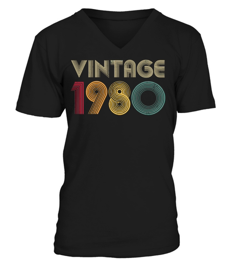 1980 40Th Birthday Vintage Retro Men Women 40 Year V-Neck T-shirt