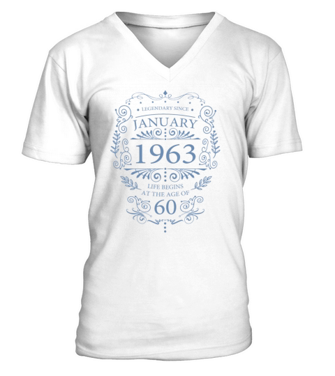 60th birthday january 1963 vintage birthday V-Neck T-shirt