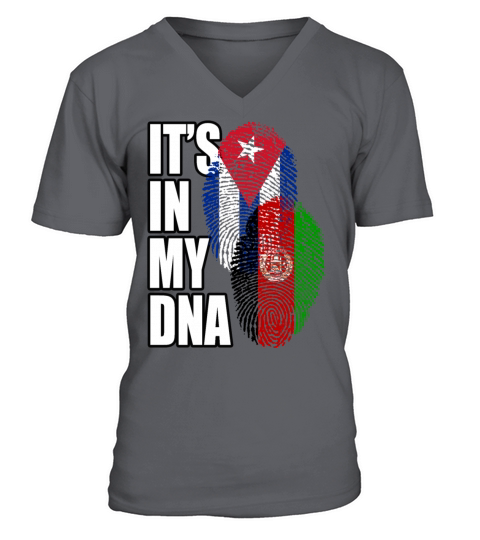 Afghan And Cuban Mix Heritage DNA Flag V-Neck T-shirt