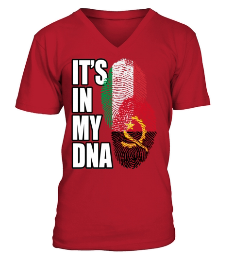 Angolan And Italian Mix Heritage DNA Flag V-Neck T-shirt