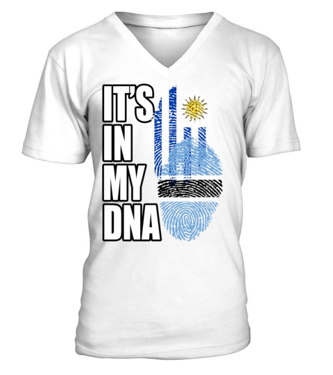 Botswana And Uruguayan Mix Heritage DNA Flag V-Neck T-shirt