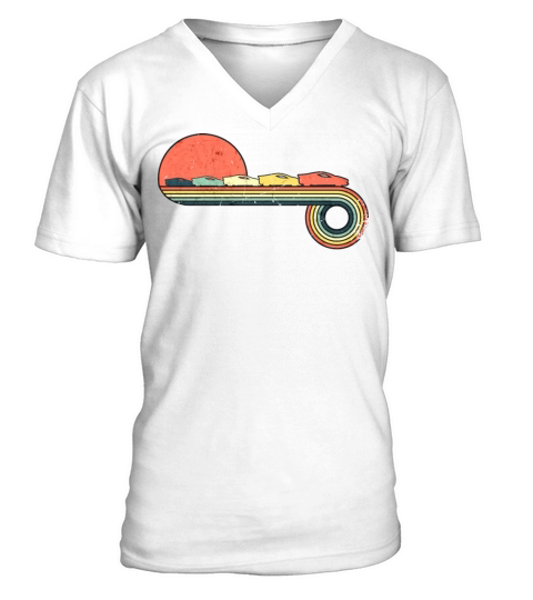 Car Sportscar Retro Vintage Sunset Rainbow Color V-Neck T-shirt