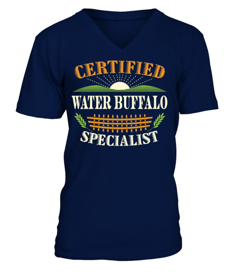 Certified Water Buffalo Specialist Farmer Funny V-Neck T-shirt