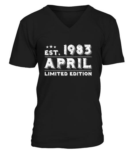 Est April 1983 - Birthday Present - Vintage V-Neck T-shirt
