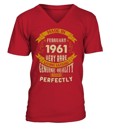 February 1961 Vintage Birthday Present V-Neck T-shirt