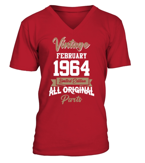 February 1964 Vintage Birthday Present V-Neck T-shirt
