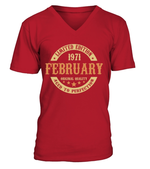 February 1971 Vintage Birthday Present V-Neck T-shirt