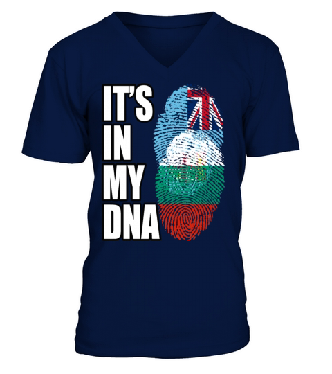 Fijian And Bulgarian Mix Heritage DNA Flag V-Neck T-shirt