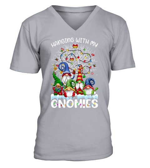 Hanging With My Gnomies Nordic Santa Gnome Christm V-Neck T-shirt