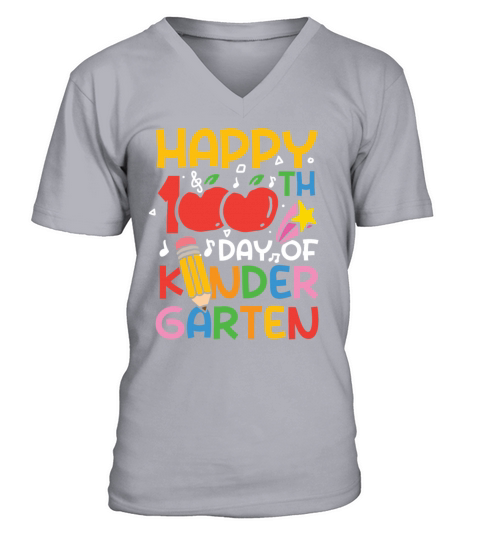 Happy 100th Day of Kindergarten V-Neck T-shirt