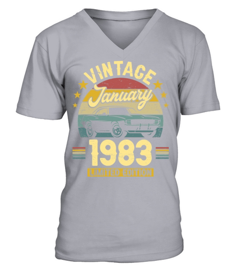 January 1983 40 Years Old Vintage 40th Birthday V-Neck T-shirt