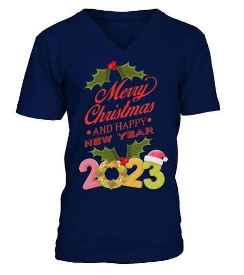 merry christmas and happy new year V-Neck T-shirt