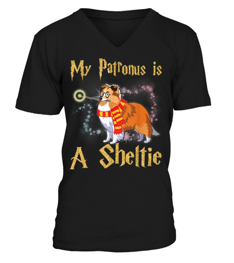 Patronut Sheltie Dog Vintage Retro V-Neck T-shirt