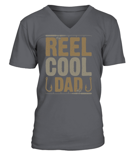 Reel Cool Dad Fishing Vintage Fathers Day Fishing V-Neck T-shirt