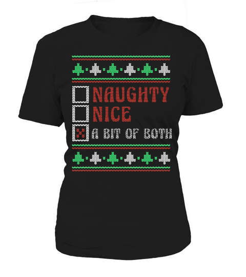 Bit Both Naughty Nice Joke Funny Ugly Christmas Women's T-Shirt